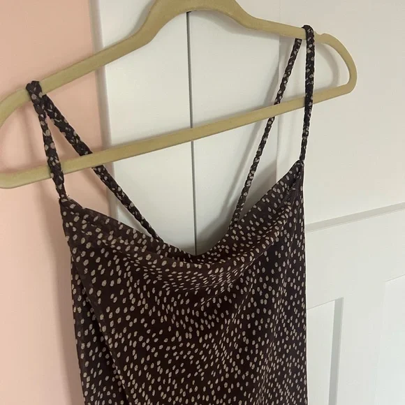 Kirious Los Angeles spaghetti strap brown/ tan dress midi length - Picture 3 of 8